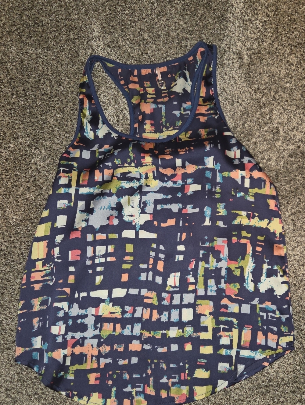 Women’s Navy Abstract Print Racerback Tank Top